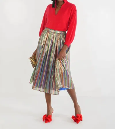 EMILY MCCARTHY PLEATED MIDI SKIRT IN TINSEL