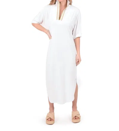 EMILY MCCARTHY POPPY CAFTAN DRESS IN WHITE