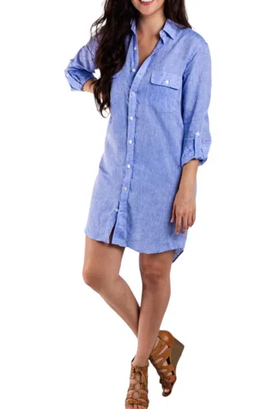 EMILY PHILLIPS LINEN MINI DRESS IN SKY BLUE