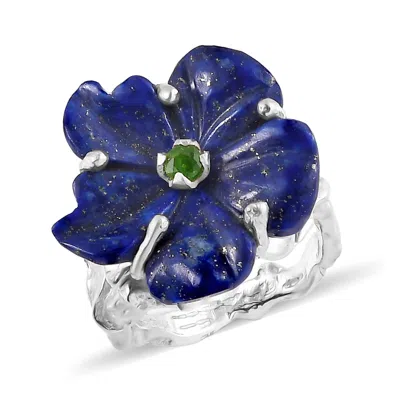 EMMA CHAPMAN JEWELS WOMEN'S BLUE / GREEN THE ROSA LAPIS LAZULI FLOWER RING