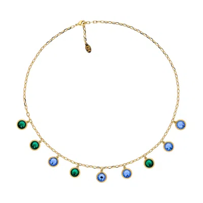 EMMA HOLLAND JEWELLERY WOMEN'S PURPLE / GOLD / GREEN EMERALD & VIOLET CRYSTAL NECKLACE