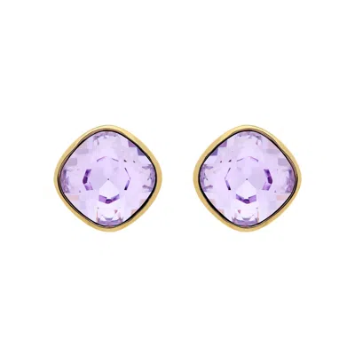 EMMA HOLLAND JEWELLERY WOMEN'S GOLD / PINK / PURPLE AMETHYST CUSHION CLIP EARRINGS