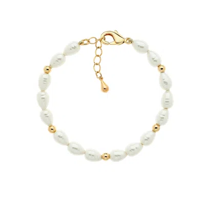 EMMA HOLLAND JEWELLERY WOMEN'S GOLD / WHITE BAROQUE PEARL & GOLD BEAD BRACELET