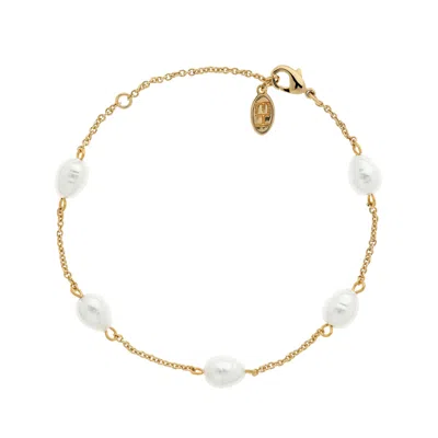 EMMA HOLLAND JEWELLERY WOMEN'S GOLD / WHITE BAROQUE PEARL CHAIN BRACELET