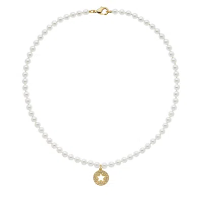 EMMA HOLLAND JEWELLERY WOMEN'S GOLD / WHITE CRYSTAL STAR & PEARL NECKLACE