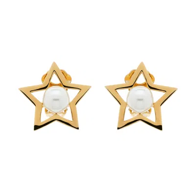 EMMA HOLLAND JEWELLERY WOMEN'S GOLD / WHITE GOLD PEARL STAR CLIP EARRINGS