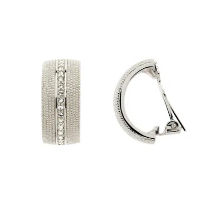 EMMA HOLLAND JEWELLERY WOMEN'S SILVER PLATINUM & CRYSTAL CURVE CLIP EARRINGS