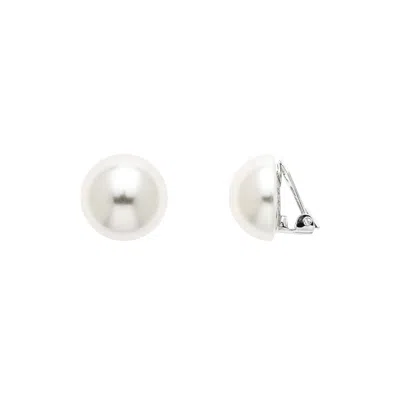 EMMA HOLLAND JEWELLERY WOMEN'S WHITE BUTTON HALF PEARL CLIP EARRINGS