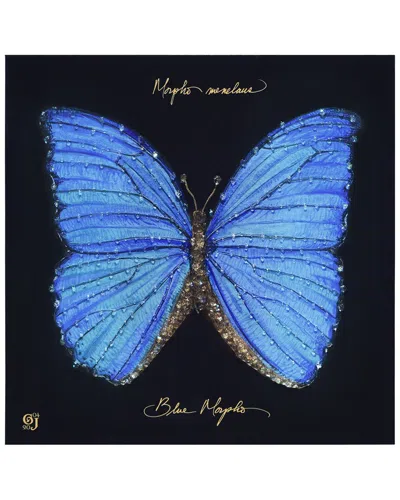 EMPIRE ART DIRECT EMPIRE ART DIRECT BLUE MONARCH ELEGANCE EMBELLISHED CANVAS WALL ART