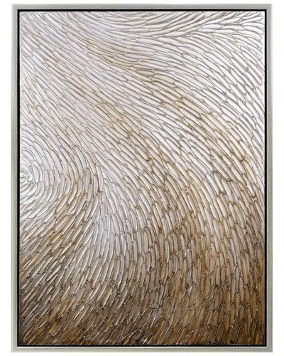 EMPIRE ART DIRECT EMPIRE ART DIRECT GOLD WAVES II TEXTURED METALLIC HAND-PAINTED FRAMED CANVAS WALL ART