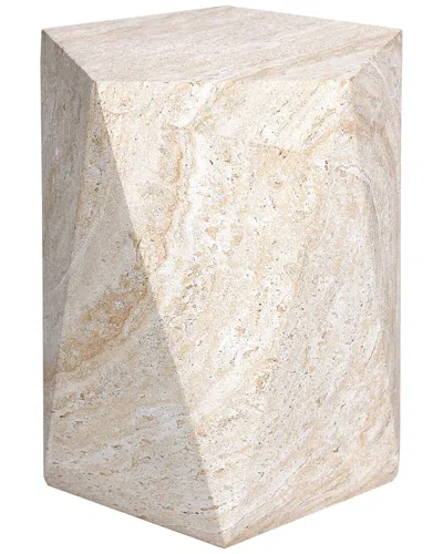EMPIRE ART DIRECT EMPIRE ART DIRECT LUMINOUS HARMONY TRAVERTINE FINISH ITALIAN DESIGN SIDE TABLE