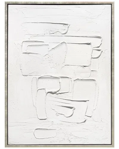 EMPIRE ART DIRECT EMPIRE ART DIRECT WHITE SERENITY HEAVILY TEXTURED HAND-PAINTED FRAMED CANVAS WALL ART