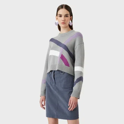 EMPORIO ARMANI EMPORIO ARMANI 阿玛尼女式简约撞色条纹针织衫