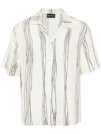 EMPORIO ARMANI ABSTRACT-PRINT CAMP-COLLAR SHIRT