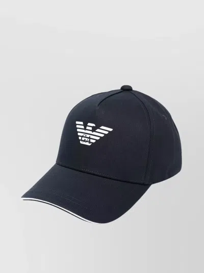 EMPORIO ARMANI ADJUSTABLE COTTON LOGO CAP WITH CURVED BRIM