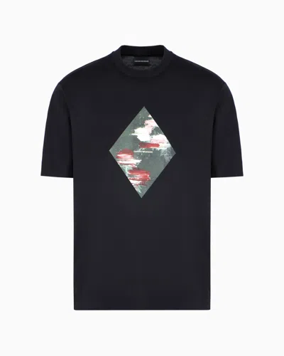 EMPORIO ARMANI ASV LYOCELL-BLEND JERSEY T-SHIRT WITH ABSTRACT PRINT