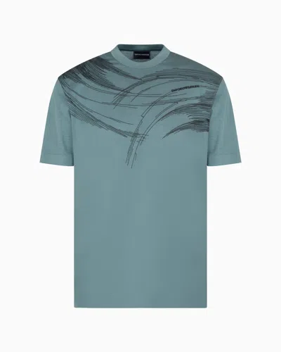 EMPORIO ARMANI ASV LYOCELL BLEND JERSEY T-SHIRT WITH STITCHING EMBROIDERY