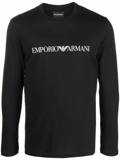 EMPORIO ARMANI BLACK LOGO COTTON T-SHIRT