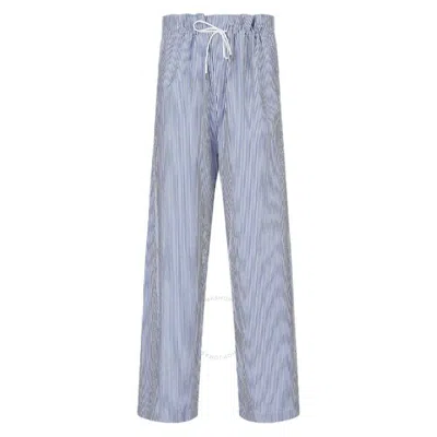 EMPORIO ARMANI EMPORIO ARMANI BLUE POPLIN STRIPED DRAWSTRING TROUSERS