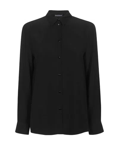 EMPORIO ARMANI EMPORIO ARMANI PLEATED BACK CRÊPE-DE-CHINE SHIRT