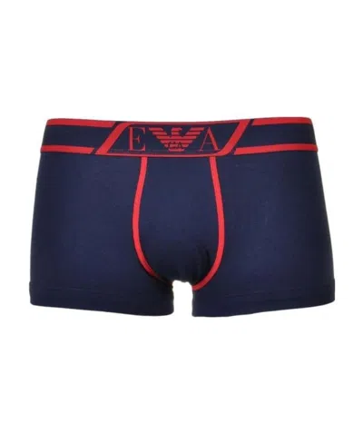 EMPORIO ARMANI DARK BLUE LOGO WAIST-PRINTED BOXERS