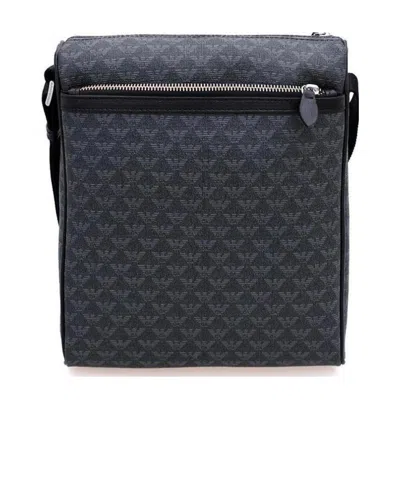 EMPORIO ARMANI DARK GRAY LOGO LOGO SATCHEL