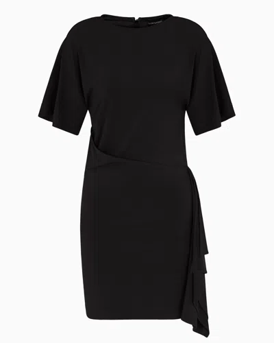 EMPORIO ARMANI DAWN TO DUSK STRETCH-JERSEY DRESS WITH FLOUNCE