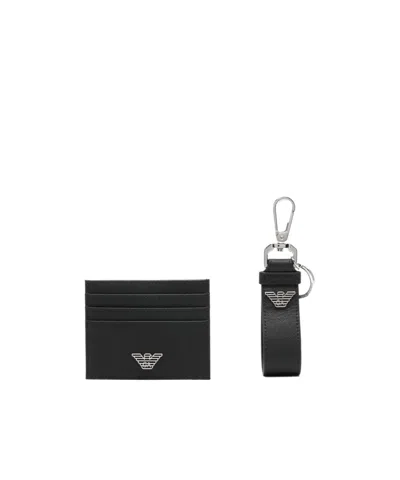 EMPORIO ARMANI LOGO-PLAQUE LEATHER WALLET SET