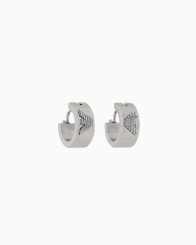 EMPORIO ARMANI STAINLESS STEEL HOOP EARRINGS
