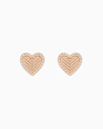 EMPORIO ARMANI ROSE GOLD-TONE STERLING SILVER STUD EARRINGS