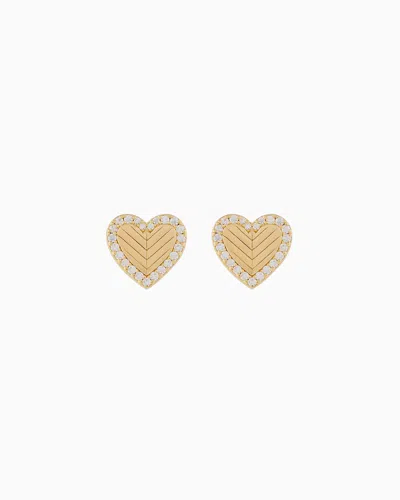 EMPORIO ARMANI GOLD-TONE STERLING SILVER STUD EARRINGS