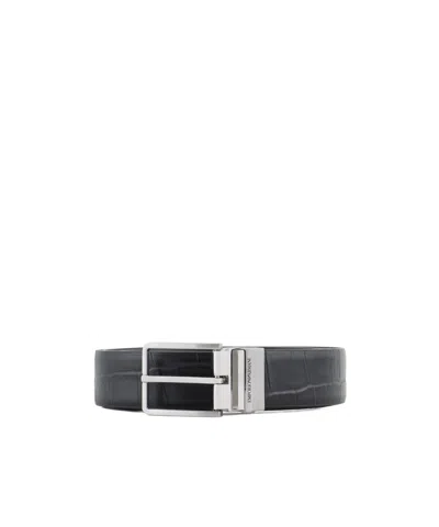 EMPORIO ARMANI EMBOSSED-CROCODILE LEATHER BELT