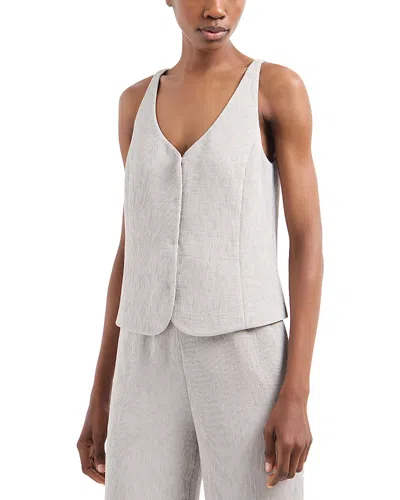 EMPORIO ARMANI FLUID CANNETTE RIBBED BLAZER VEST