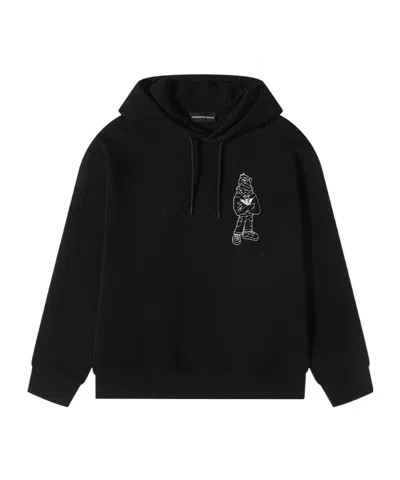 EMPORIO ARMANI HOODED DECAL HOODIE