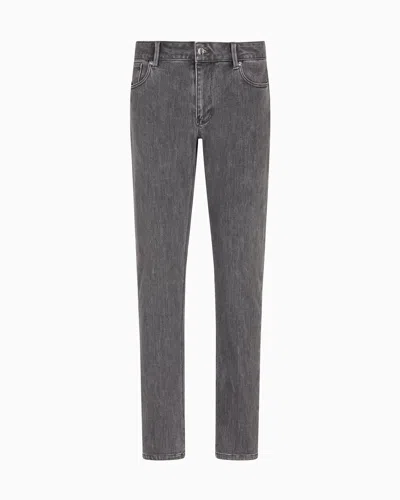 EMPORIO ARMANI J06 SLIM-FIT, STONE-WASHED STRETCH-DENIM JEANS