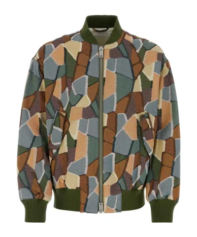 EMPORIO ARMNAI EMPORIO ARMANI EMBROIDERED JACQUARD ZIPPED BOMBER JACKET