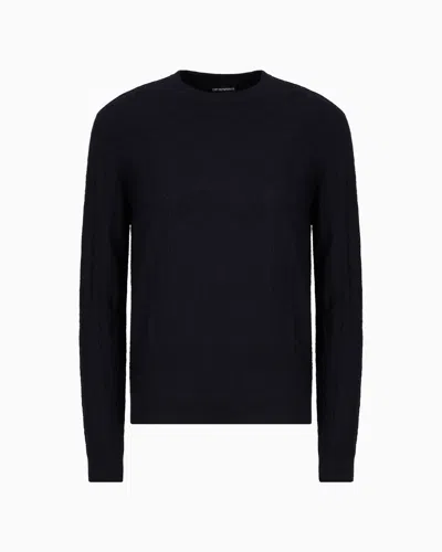 EMPORIO ARMANI WOOL AND LYOCELL-BLEND JUMPER IN A TUCK STITCH