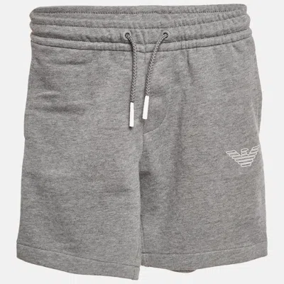 EMPORIO ARMANI KIDS GREY COTTON KNIT DRAWSTRING SHORTS 6 YRS