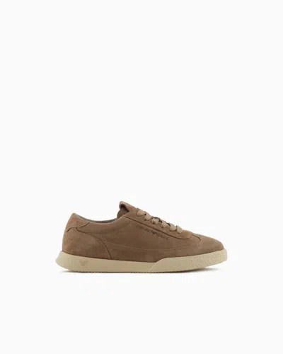 EMPORIO ARMANI LEATHER AND SUEDE SNEAKERS