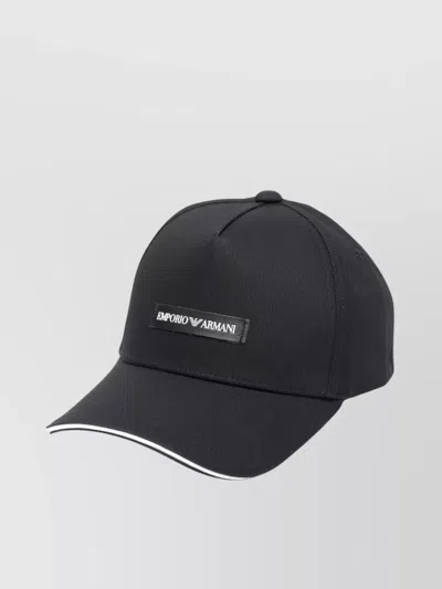 EMPORIO ARMANI LOGO COTTON CAP WITH CURVED PEAK