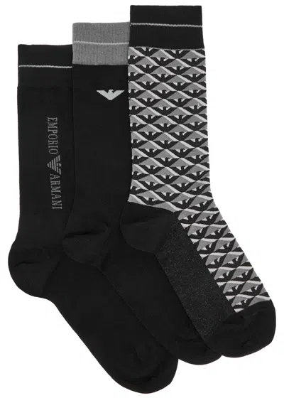 EMPORIO ARMANI EMPORIO ARMANI LOGO-INTARSIA COTTON-BLEND SOCKS