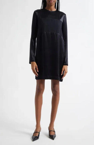 EMPORIO ARMANI EMPORIO ARMANI LONG SLEEVE MIXED MEDIA SHIFT DRESS