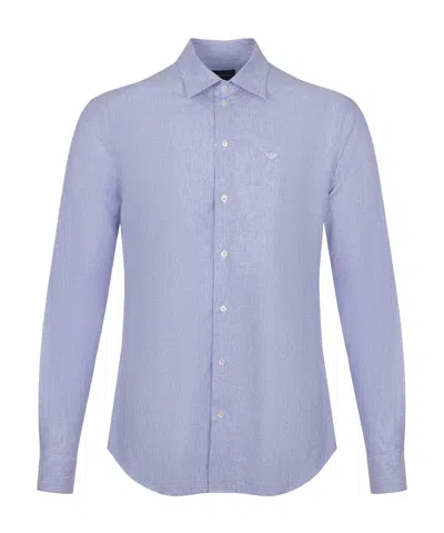 EMPORIO ARMANI EMPORIO ARMANI LOGO EMBROIDERED STRIPED SHIRT