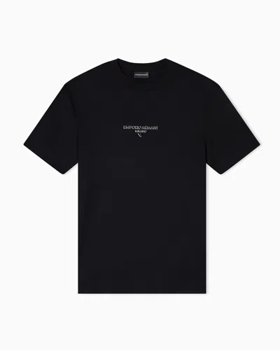 EMPORIO ARMANI LYOCELL BLEND JERSEY T-SHIRT WITH 3D-EFFECT LOGO