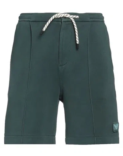 EMPORIO ARMANI EMPORIO ARMANI MAN SHORTS & BERMUDA SHORTS GREEN SIZE S COTTON, POLYESTER, ELASTANE
