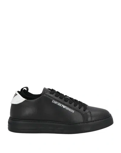 EMPORIO ARMANI EMPORIO ARMANI MAN SNEAKERS BLACK SIZE 9.5 LEATHER
