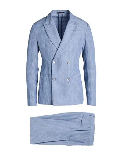 EMPORIO ARMANI EMPORIO ARMANI MAN SUIT LIGHT BLUE SIZE 40 VISCOSE, LINEN