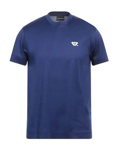 EMPORIO ARMANI EMPORIO ARMANI MAN T-SHIRT BRIGHT BLUE SIZE XS LYOCELL, COTTON