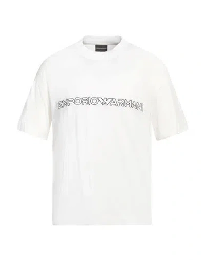 EMPORIO ARMANI EMPORIO ARMANI MAN T-SHIRT WHITE SIZE L LYOCELL, COTTON