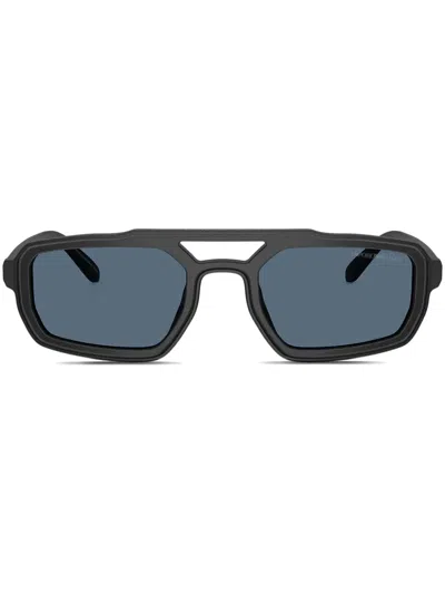 EMPORIO ARMANI MATTE RECTANGLE SUNGLASSES